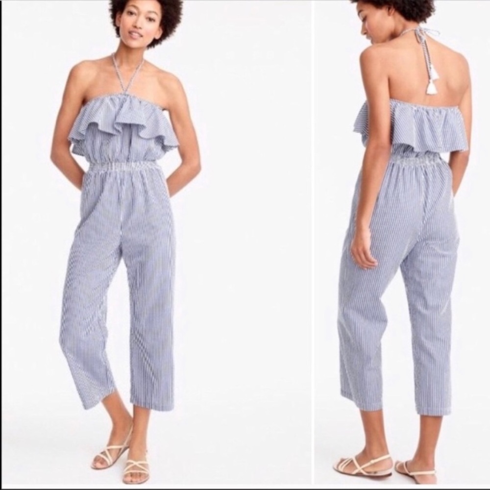 J Crew seersucker jumpsuit